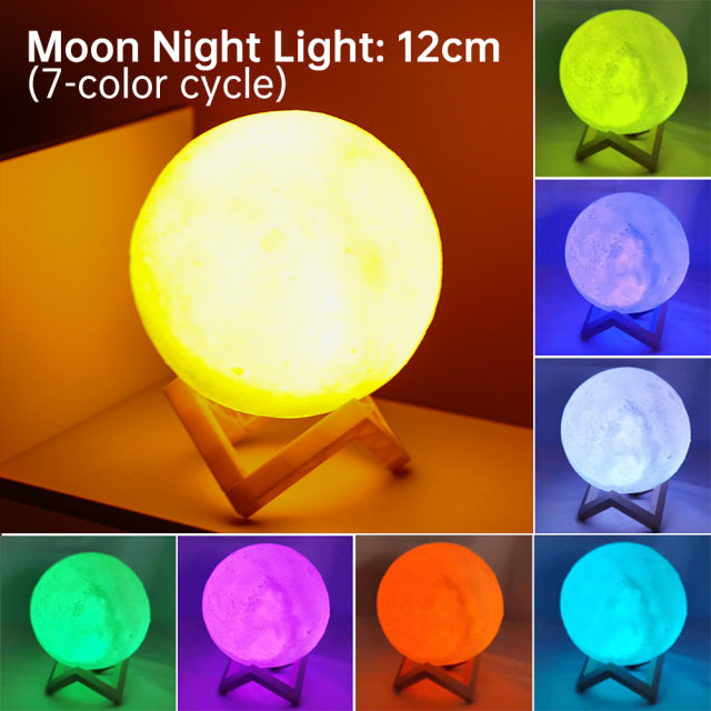 3D Light Touch Switch Rechargeable Moon Night Lamp - Image 10