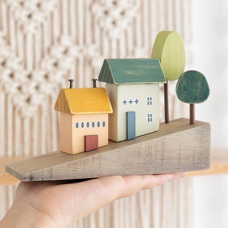 Nordic Wooden Miniature Hilly Neighborhood Home Decor