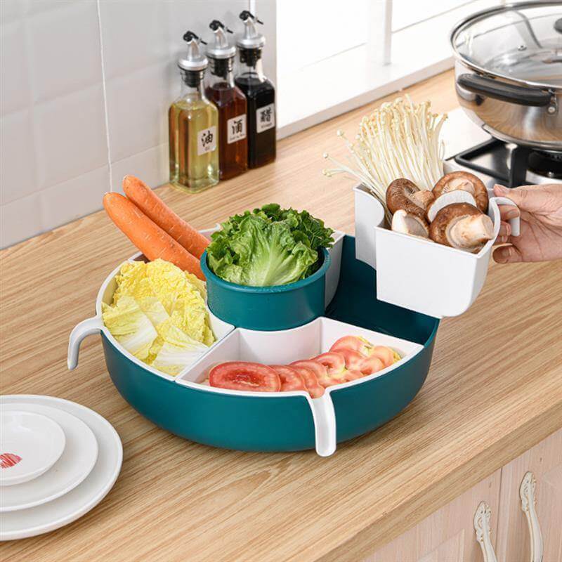Rotatable Vegetable Drain Basket Serving Tray - Image 0