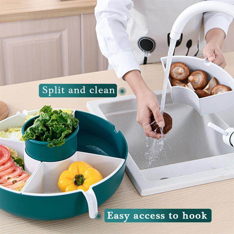 Rotatable Vegetable Drain Basket Serving Tray - Image 6