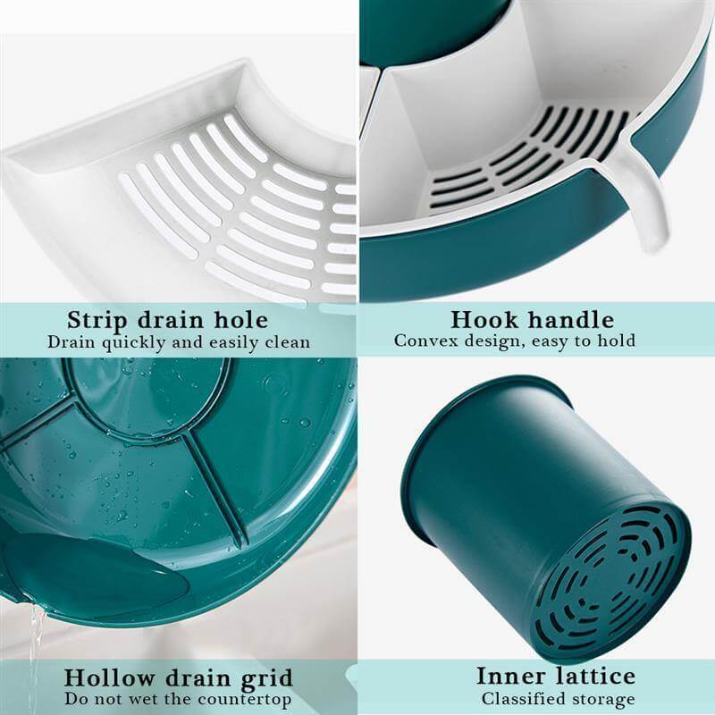 Rotatable Vegetable Drain Basket Serving Tray - Image 3
