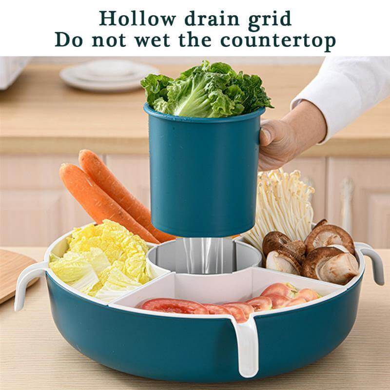 Rotatable Vegetable Drain Basket Serving Tray - Image 2