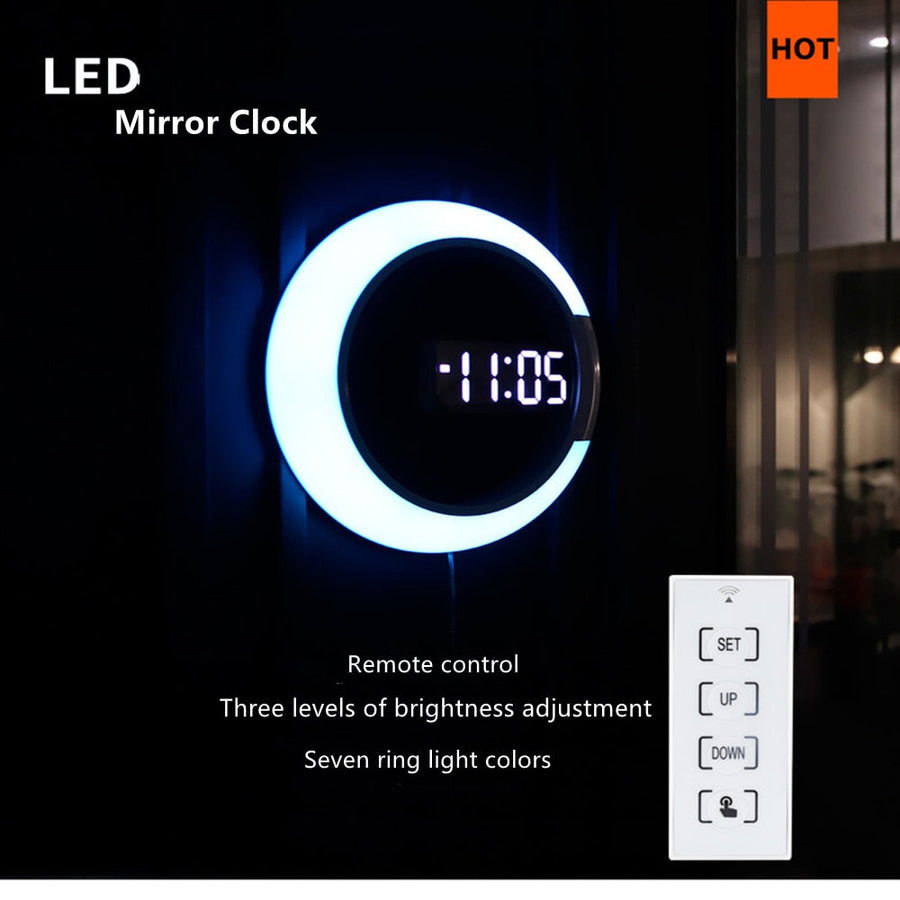 LED Ring Lamp Wall Clock - Image 7