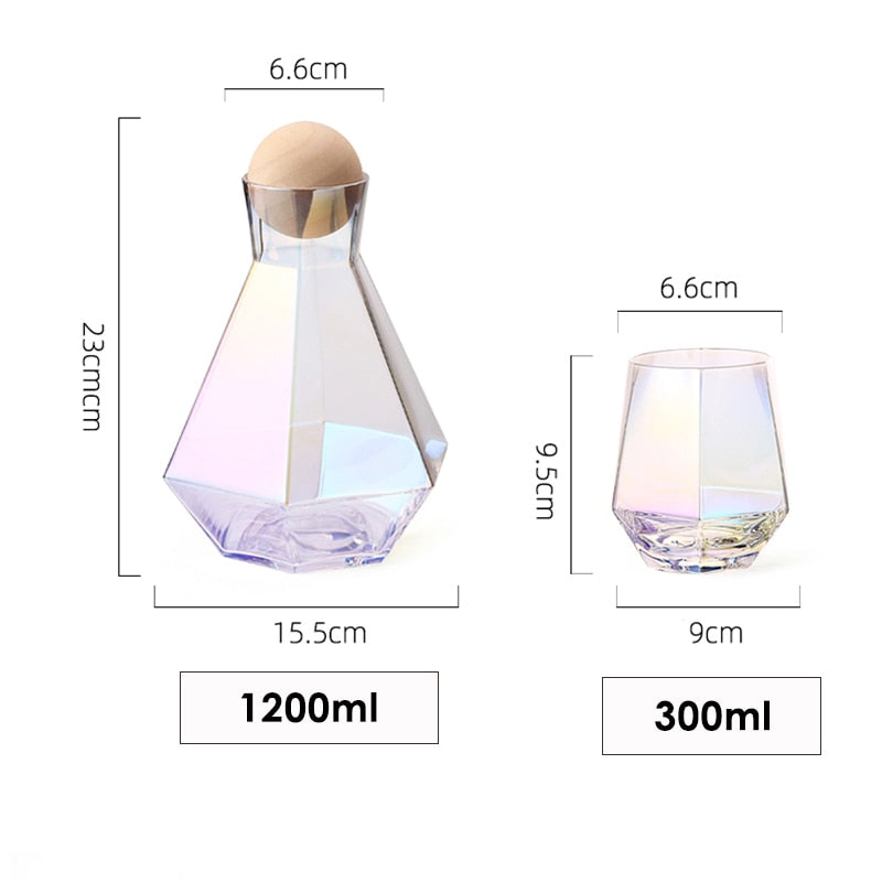 Diamond Shaped Clear Glass Pitcher Set - Image 2