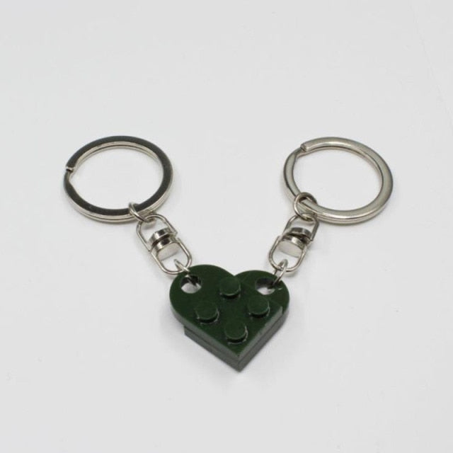 Couples Love Toy Brick Heart Keychain