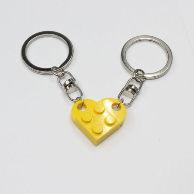 Couples Love Toy Brick Heart Keychain