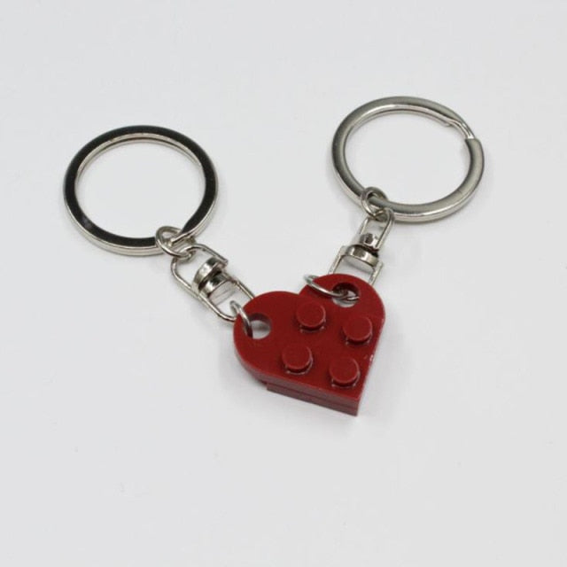 Couples Love Toy Brick Heart Keychain