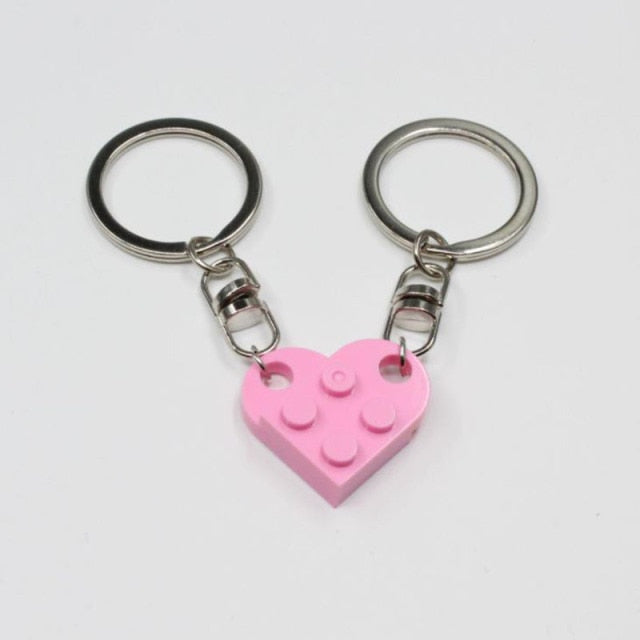 Couples Love Toy Brick Heart Keychain