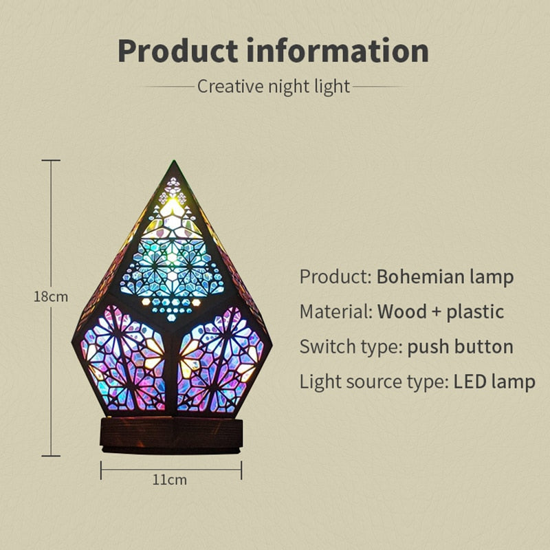 Wooden Hollow LED Atmosphere Night Lamp Projector