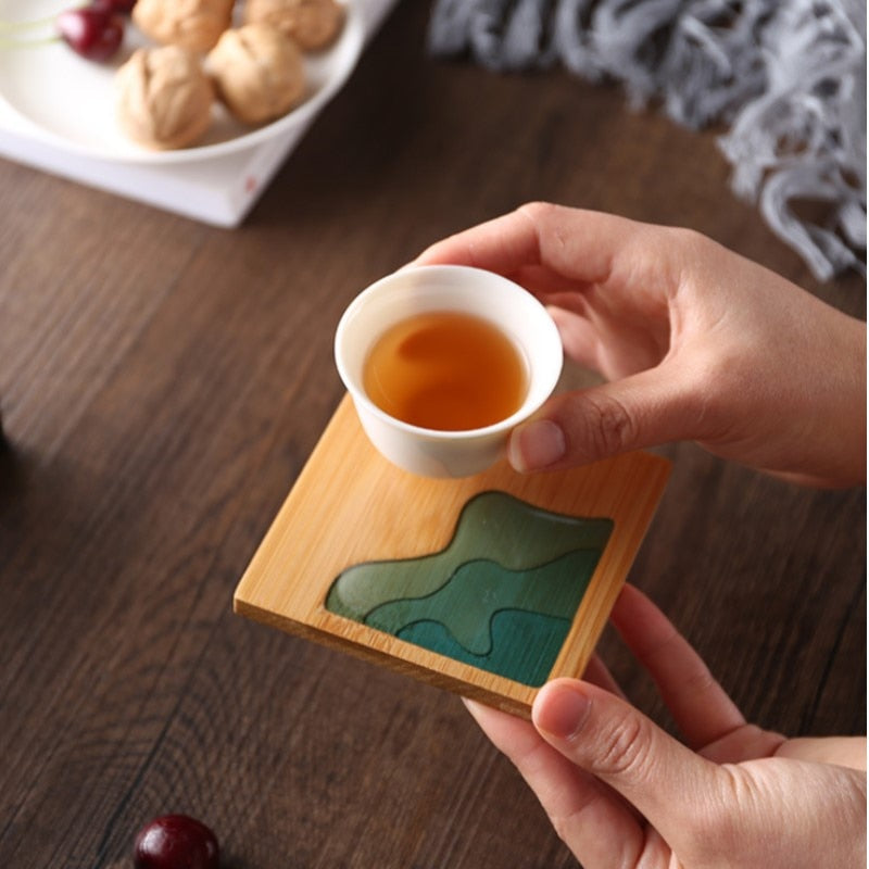 Water Art Insulated Bamboo Coasters - Image 3