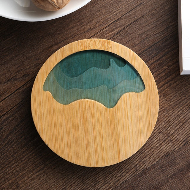 Water Art Insulated Bamboo Coasters