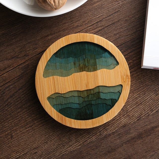 Water Art Insulated Bamboo Coasters - Image 9
