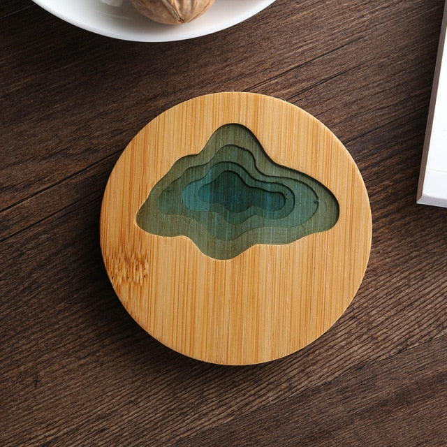 Water Art Insulated Bamboo Coasters