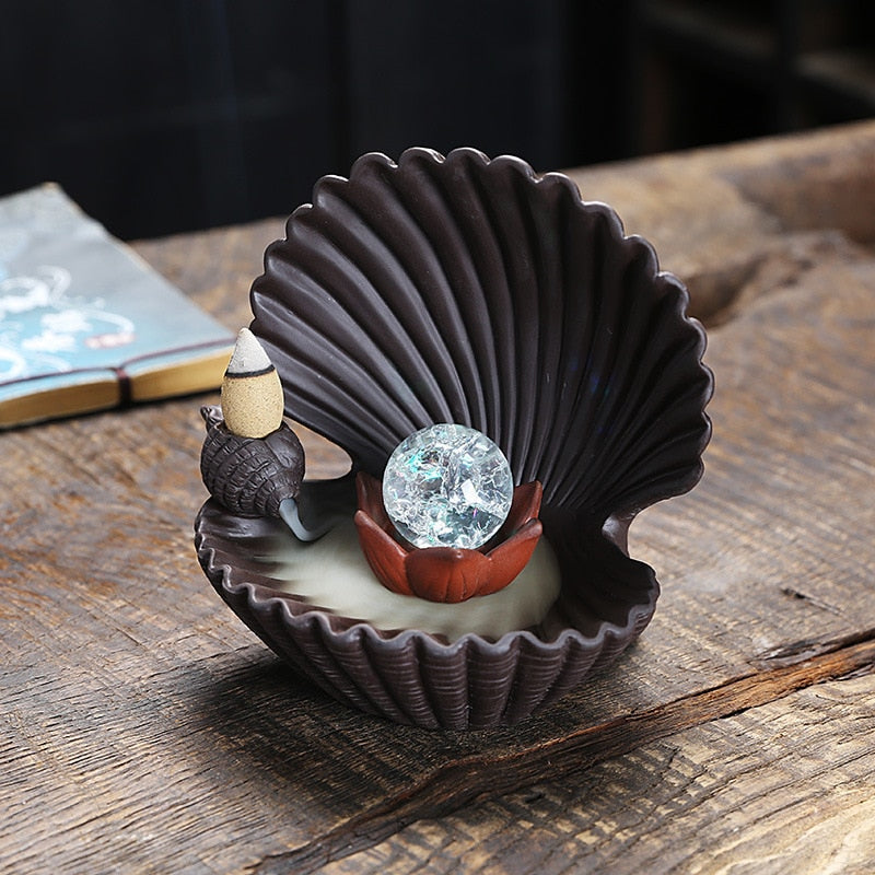 Ceramic Shell Incense Holder Led Lamp - Image 6