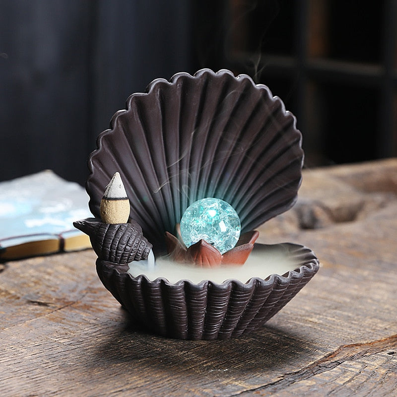 Ceramic Shell Incense Holder Led Lamp - Image 7