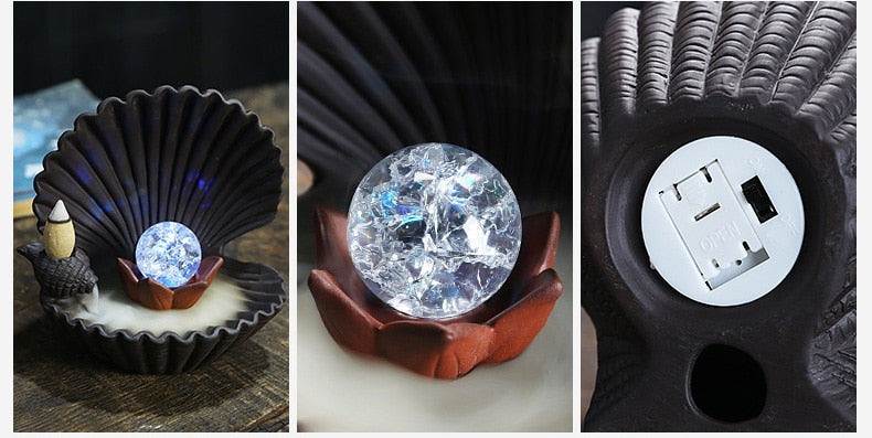 Ceramic Shell Incense Holder Led Lamp - Image 11