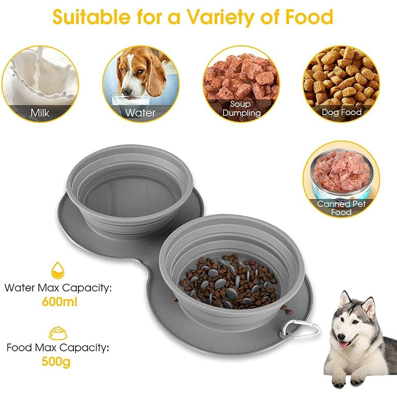 Foldable Travel Pet Double Feeding Bowl - Image 4
