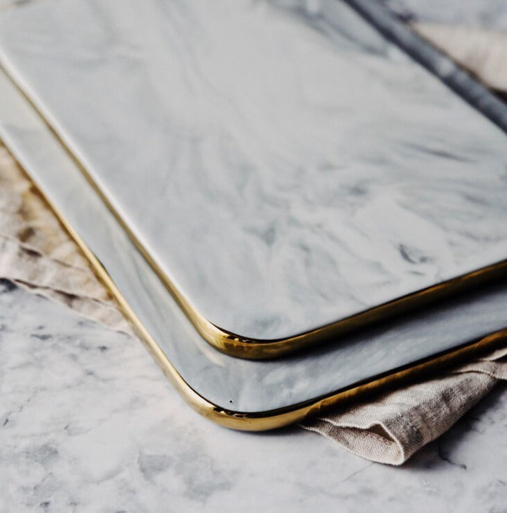 Elegant White Marble Ceramic Cutting Board - Image 1