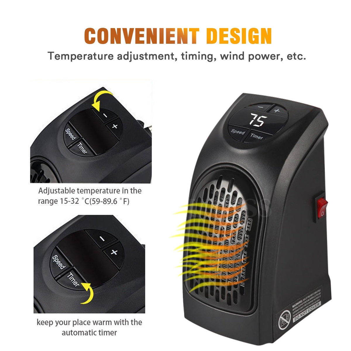 Simple Electric Wall Socket Heater Fan