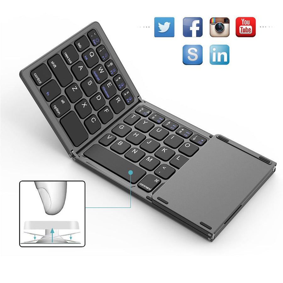 Universal Mini Foldable Wireless Keyboard with Touchpad - Image 7