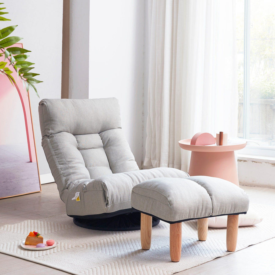 Multi-Functional Reclining Single Floor Chair with Ottoman - Image 2