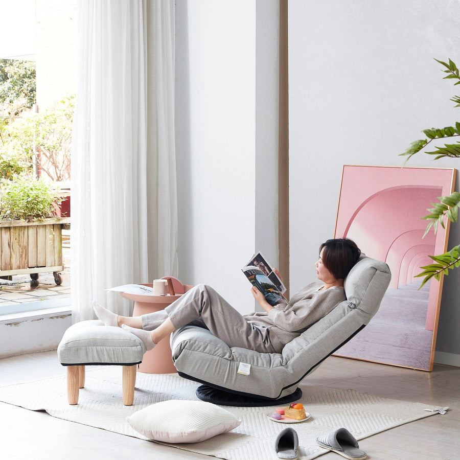 Multi-Functional Reclining Single Floor Chair with Ottoman - Image 1