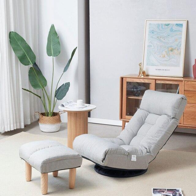 Multi-Functional Reclining Single Floor Chair with Ottoman - Image 3