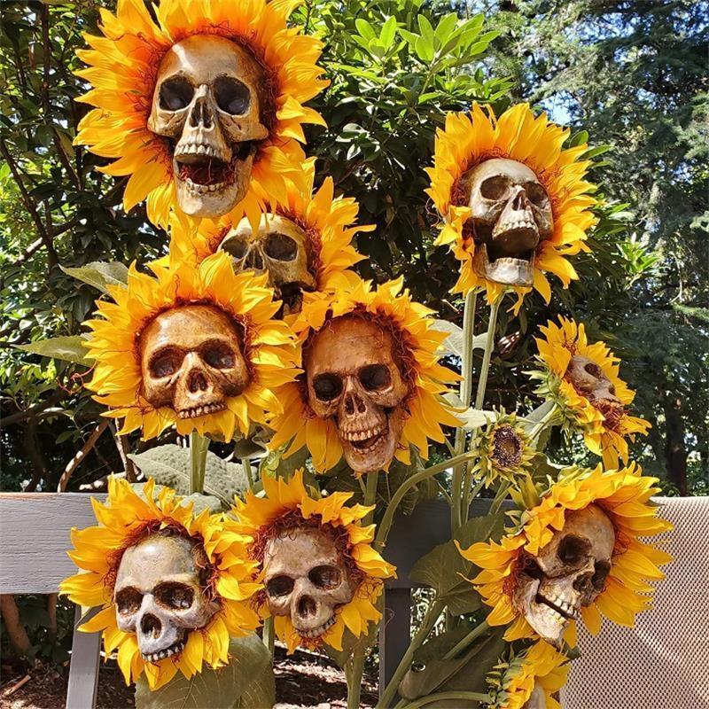 Halloween Scary Sunflower Skull - Image 0