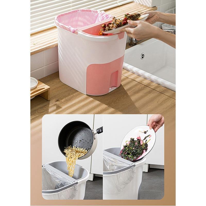 Wet-Dry Double Separator Kitchen Trash Bin - MaviGadget