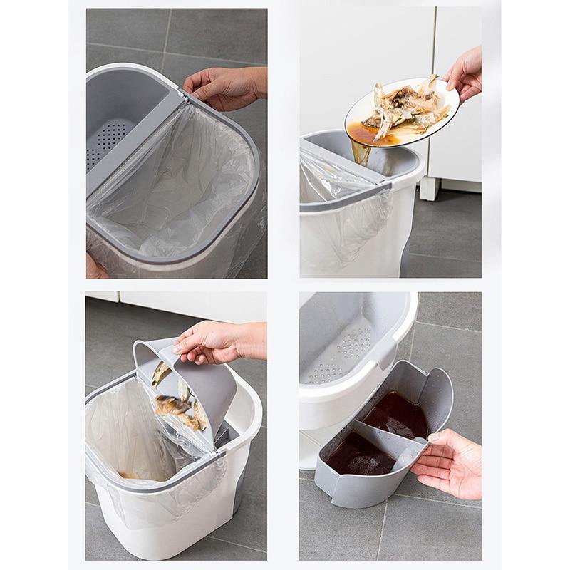 Wet-Dry Double Separator Kitchen Trash Bin - MaviGadget