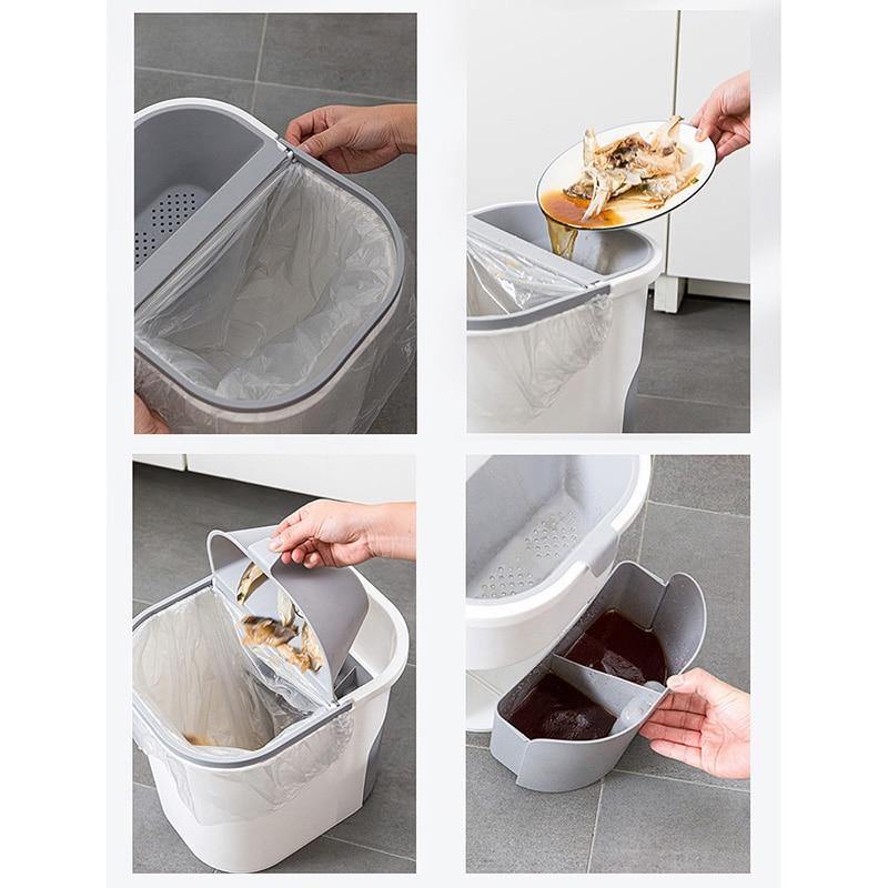 Wet-Dry Double Separator Kitchen Trash Bin - Image 4