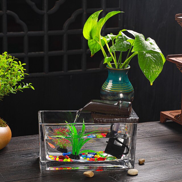 Creative Teapot Flowing Water Fish Tank - Image 0