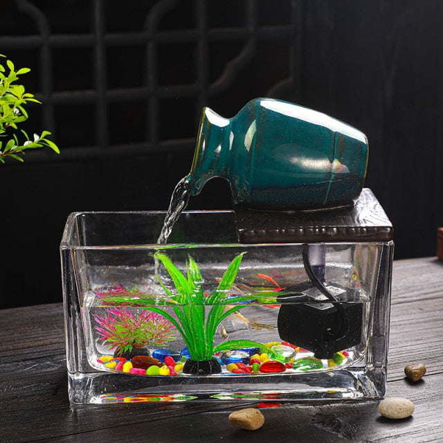 Creative Teapot Flowing Water Fish Tank - Image 8