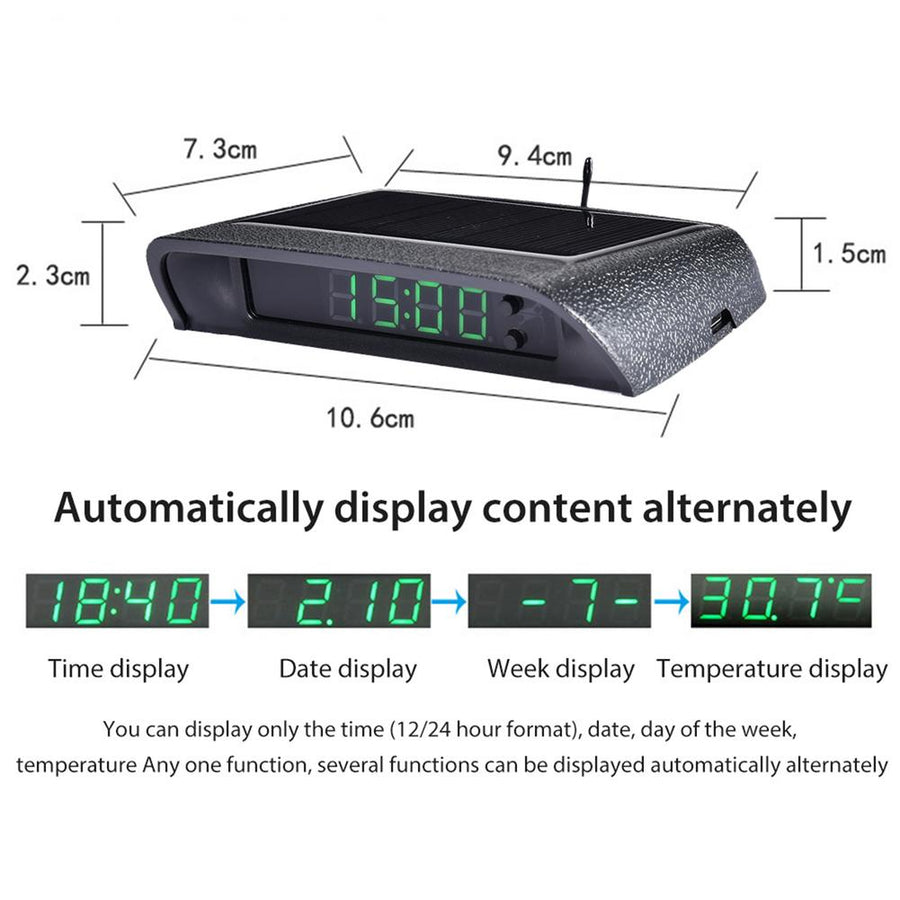 Solar Powered Car Dashboard Digital Clock - Image 2