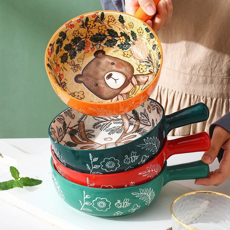 Handmade Animal Flower Large Ceramic Bowl - Image 6