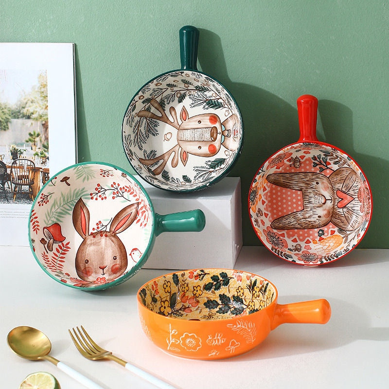 Handmade Animal Flower Large Ceramic Bowl - Image 3