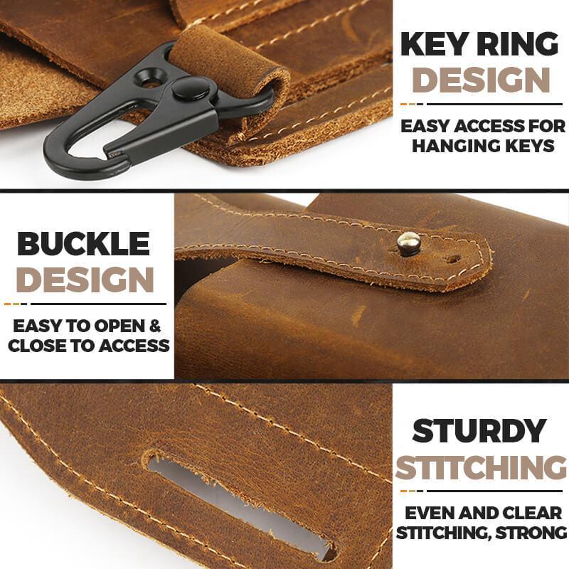 Retro Leather Multifunctional Phone Holder Waist Bag - Image 12