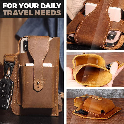 Retro Leather Multifunctional Phone Holder Waist Bag