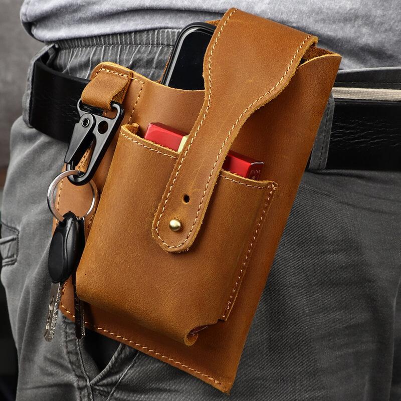 Retro Leather Multifunctional Phone Holder Waist Bag