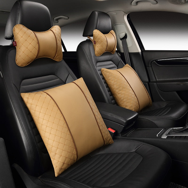 Car Leather Neck and Back Pillows - Image 0