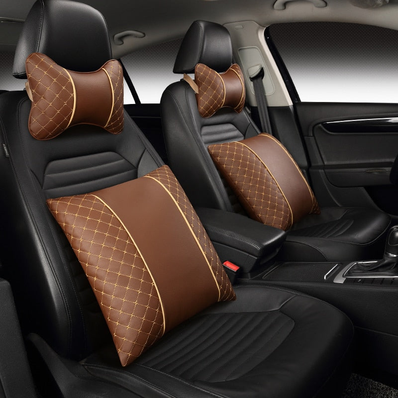 Car Leather Neck and Back Pillows - MaviGadget