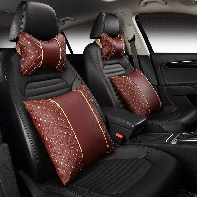 Car Leather Neck and Back Pillows - MaviGadget