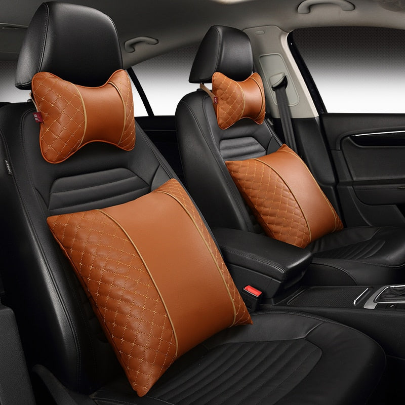 Car Leather Neck and Back Pillows