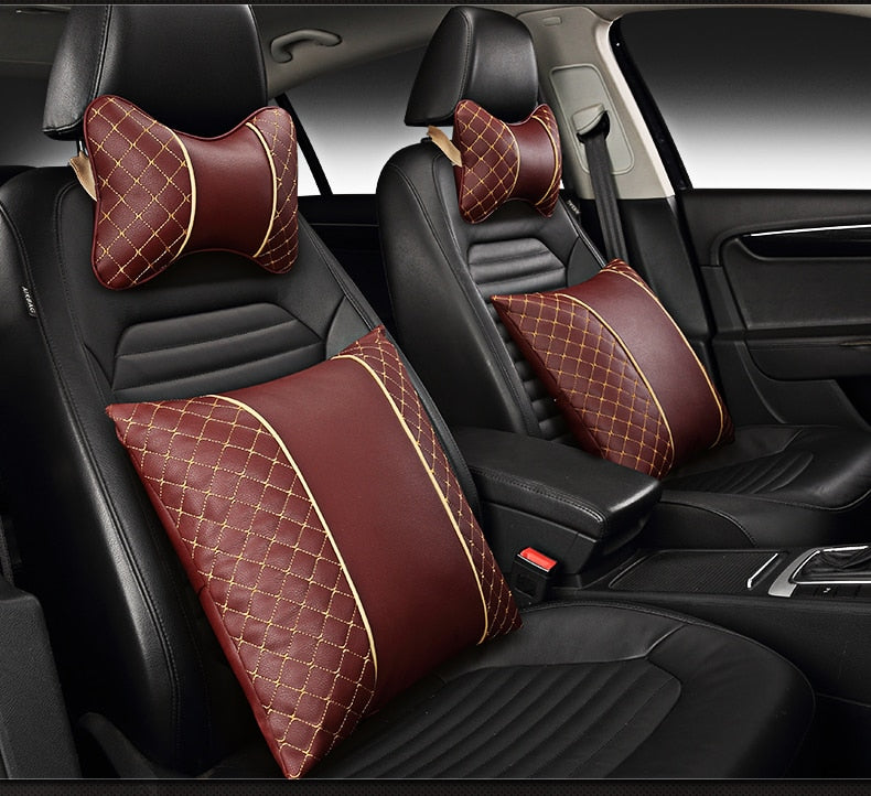 Car Leather Neck and Back Pillows - Image 3