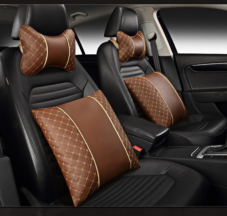 Car Leather Neck and Back Pillows - MaviGadget