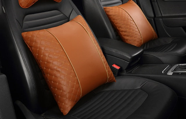 Car Leather Neck and Back Pillows - MaviGadget