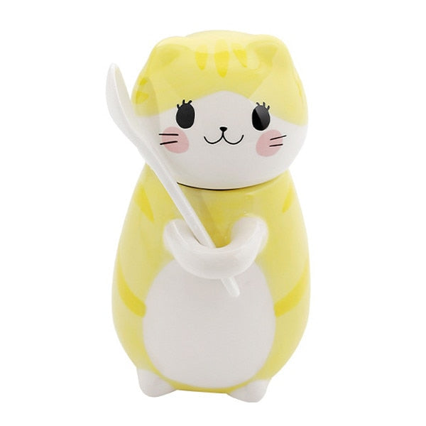 Cute Cat Handmade Coffee Mugs with Spoon - Image 2