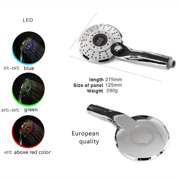 Digital Temperature Sensor LED Shower Head