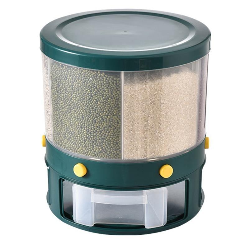 6 Grid Rotating Rice Storage Box Dispenser - Image 3