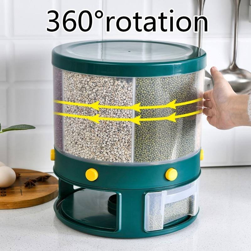 6 Grid Rotating Rice Storage Box Dispenser - Image 2